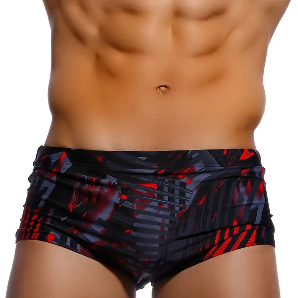 Men's Swimwear Traditional Brazilian Cut Swimwear Swimwear Surfer Slips Sunga Black and Red