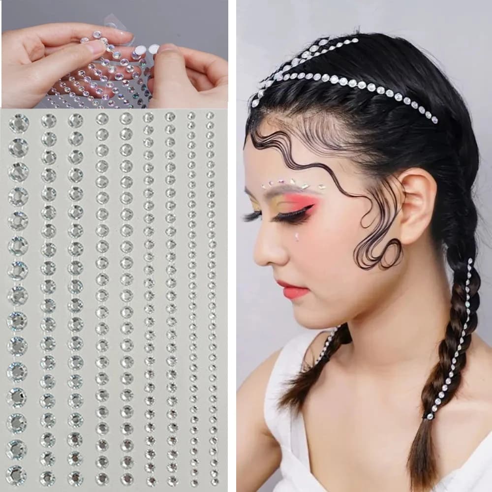 3D Face Pearl Jewels strass per il viso autoadesivo diamante colorato fata Beauty Mix Size adesivo per capelli decorazione con strass
