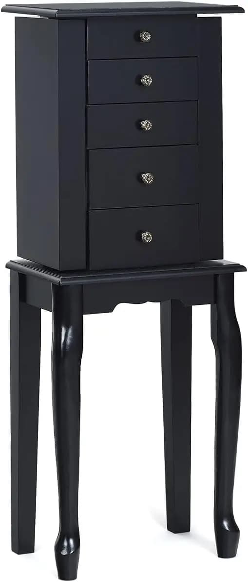 Armadio Portagioielli con Specchio Ribaltabile, Organizzatore Salvaspazio per Camera da Letto, Contenitore per Accessori e Trucchi