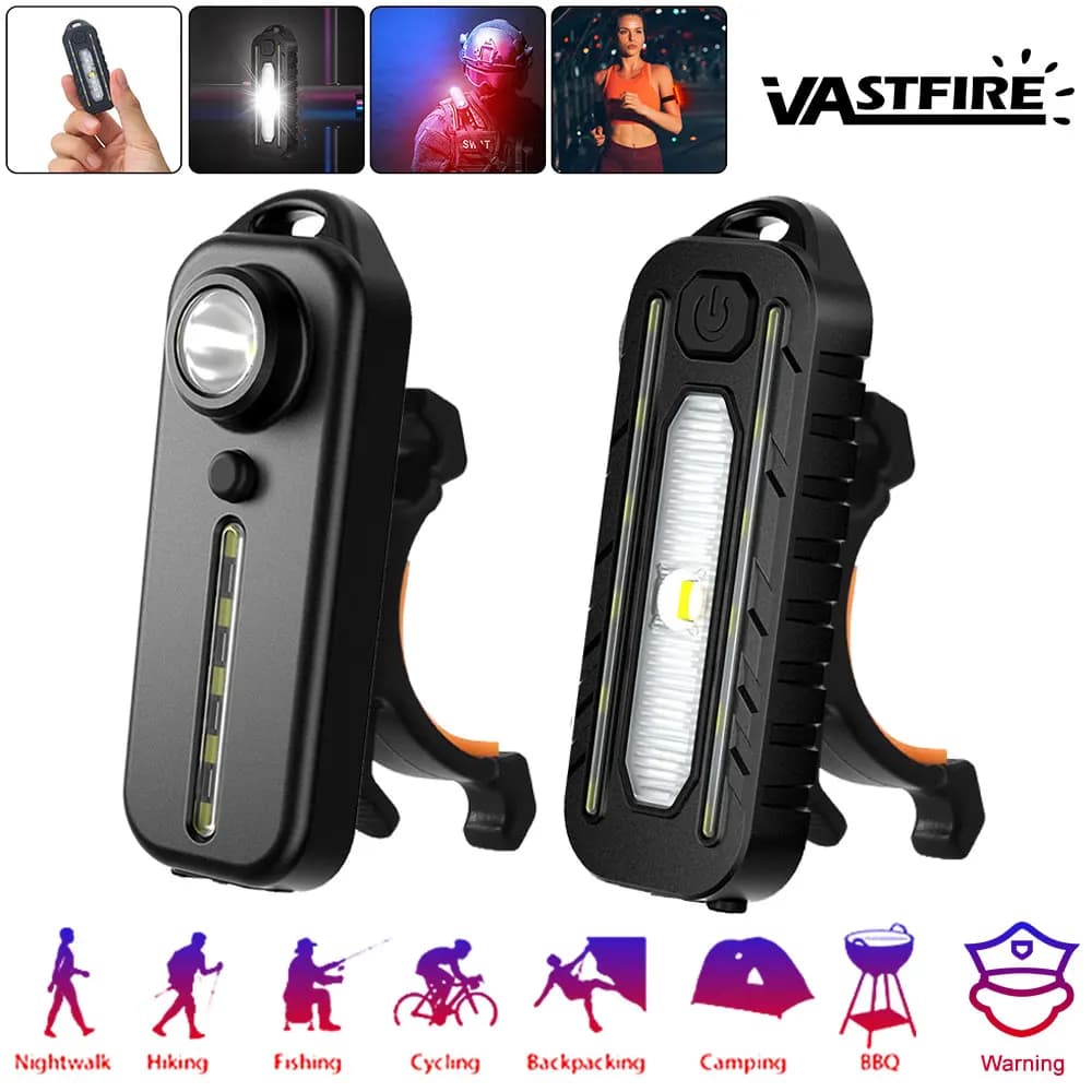Blue Red LED Police Tactical Flashlight with Clip USB Rechargeable Flashlight for Bike Helmet Starting Light Torch