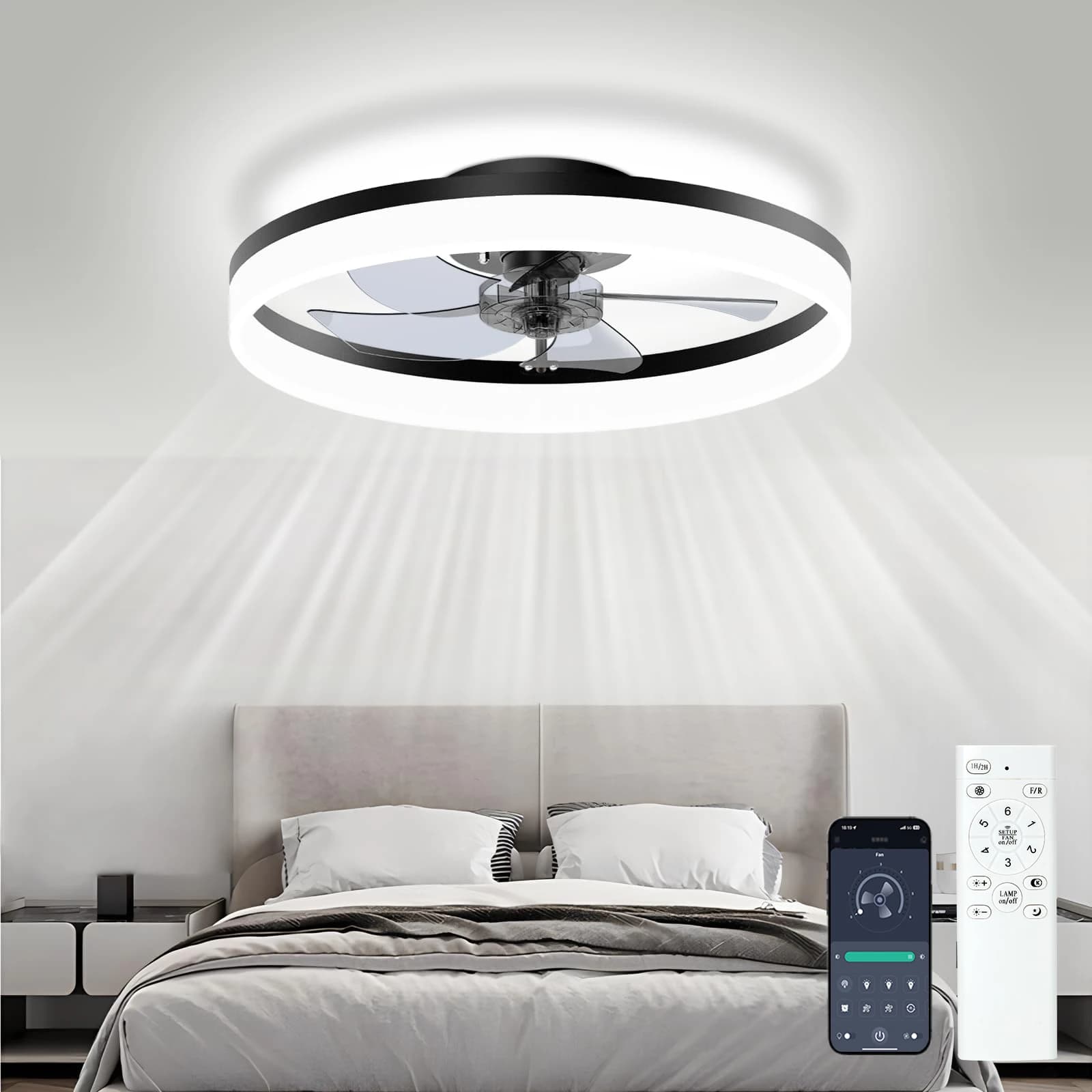 Semplice telecomando per ventilatore da soffitto a LED con regolazione infinita 6 livelli di velocità del vento Ventilatore lampadario soggiorno camera da letto