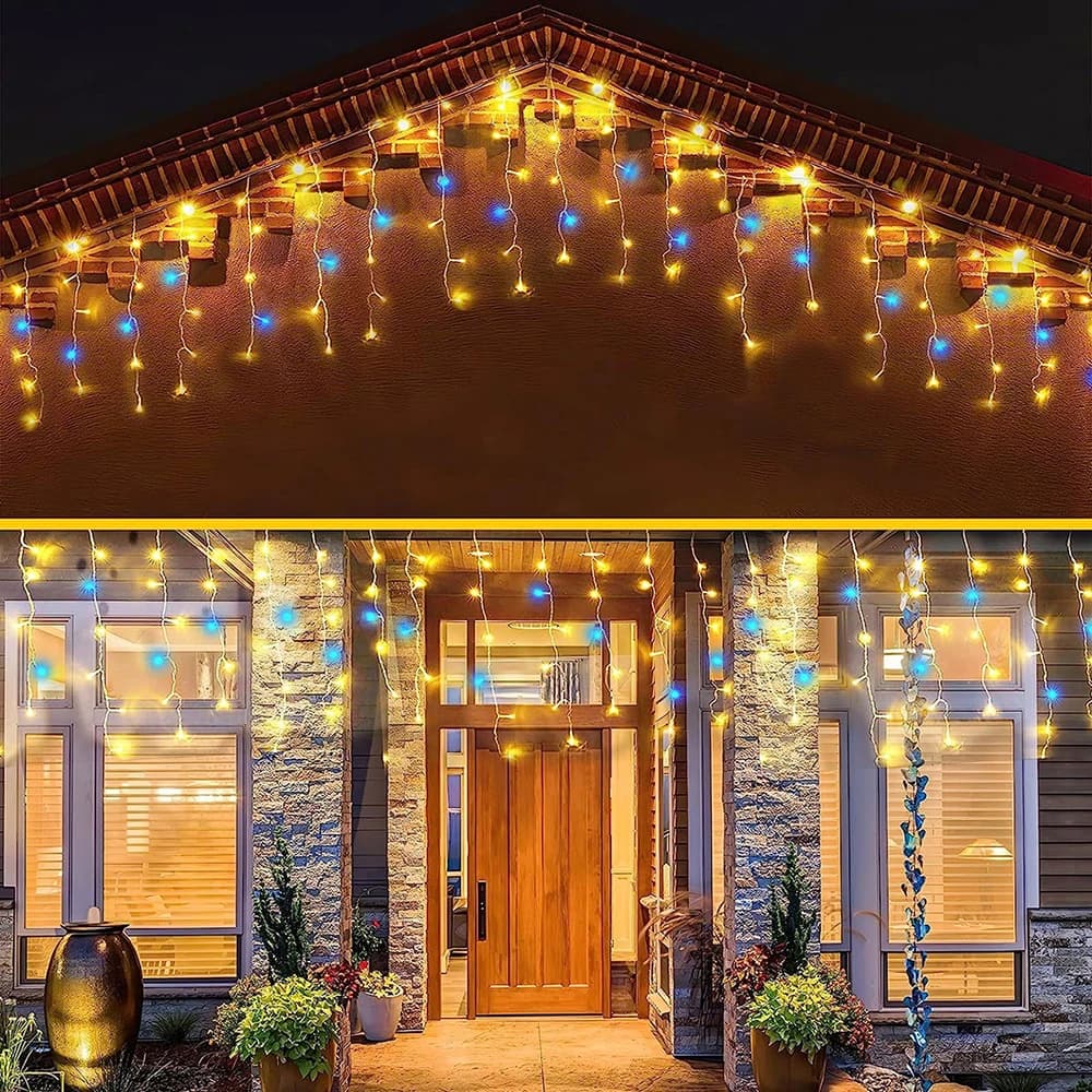6M/12M LED Luci della stringa del ghiacciolo Luce leggiadramente del ghiacciolo Ghirlanda esterna per Natale Capodanno Festa Matrimonio Giardino Decorazione del patio