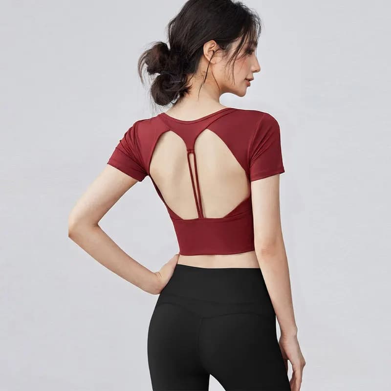Top from Yoga for Woman with Petto Padding, Rapid Drying, Breathable, Short Sleeve, High Quality Sensation, for Pilates and Fitness