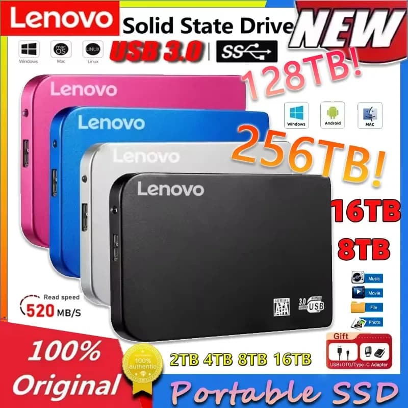 Lenovo 256TB high speed USB 3.0 Enclosure for mobile hard drive, external hard drive case with ABS USB 3.0 cable