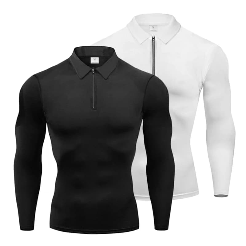 Polo da allenamento per uomo autunnale Camicia da compressione a maniche lunghe attillata ad asciugatura rapida Abbigliamento sportivo Abbigliamento da palestra T-shirt fitness