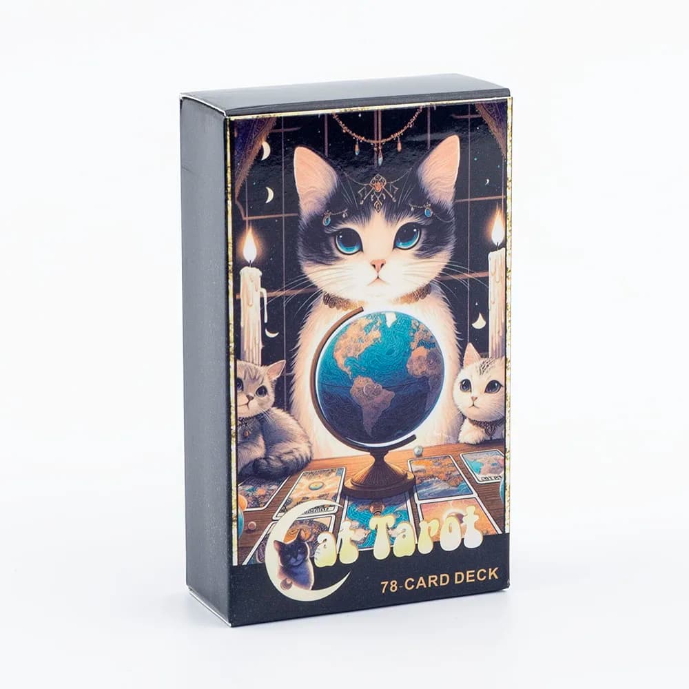 Cat Tarot A 78 mazzi di carte Versione inglese di alta qualità Gioco da tavolo per un predizione di fortuna facile e divertente Perfetto per riunioni di famiglia