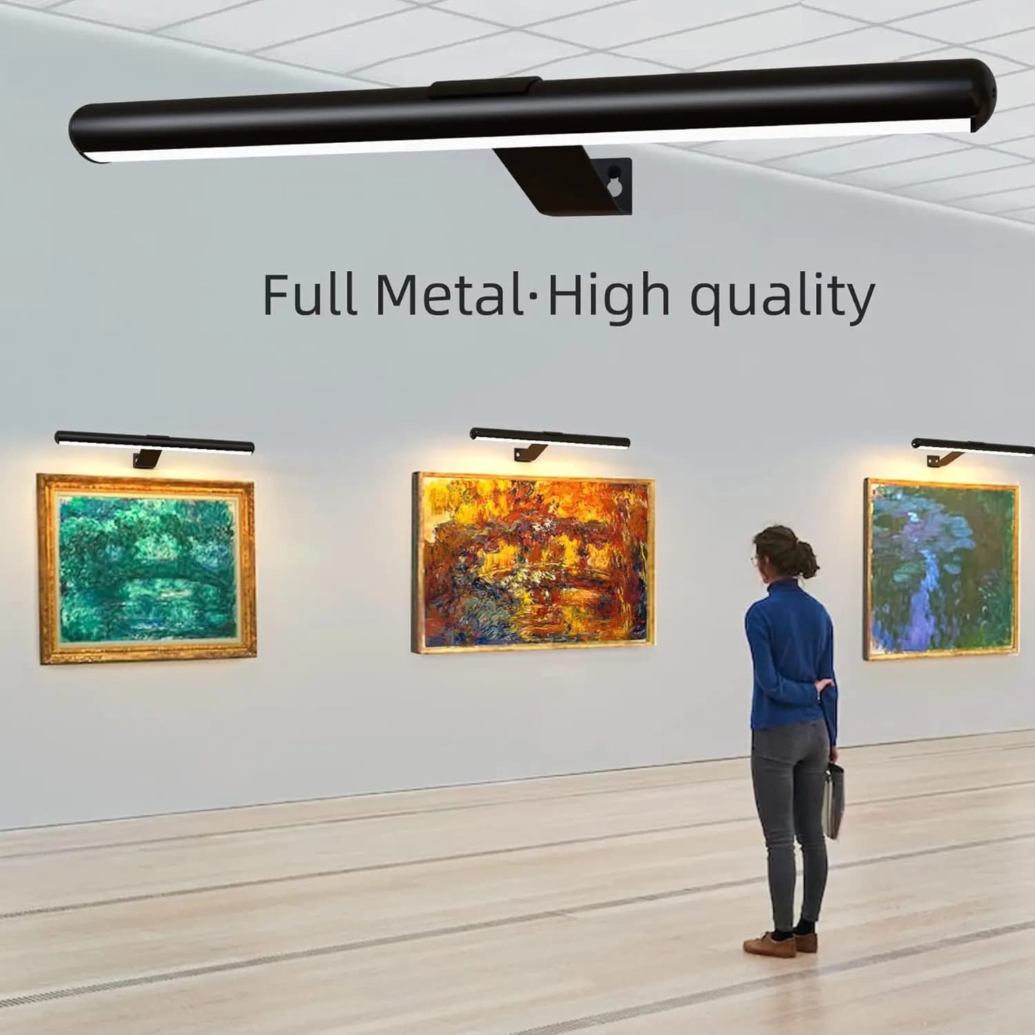 Lampada da parete con telecomando senza fili, ricaricabile, a batteria, applique da parete per soggiorno, pittura, galleria di immagini, luce murale