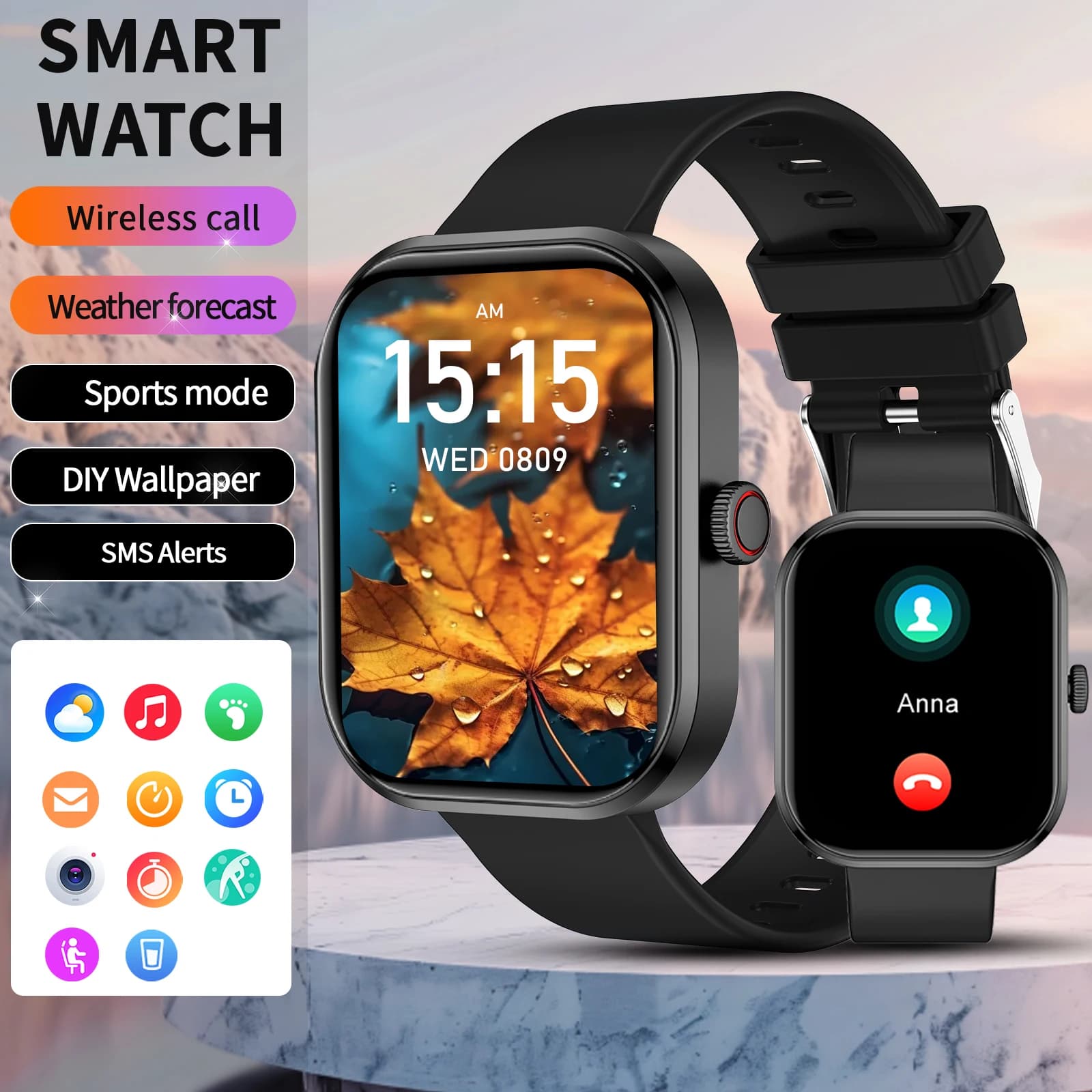 Multifunctional smart watch for men and women, connected phone via Bluetooth, music, fitness, sports bracelet, sleep monitoring, smartwatch