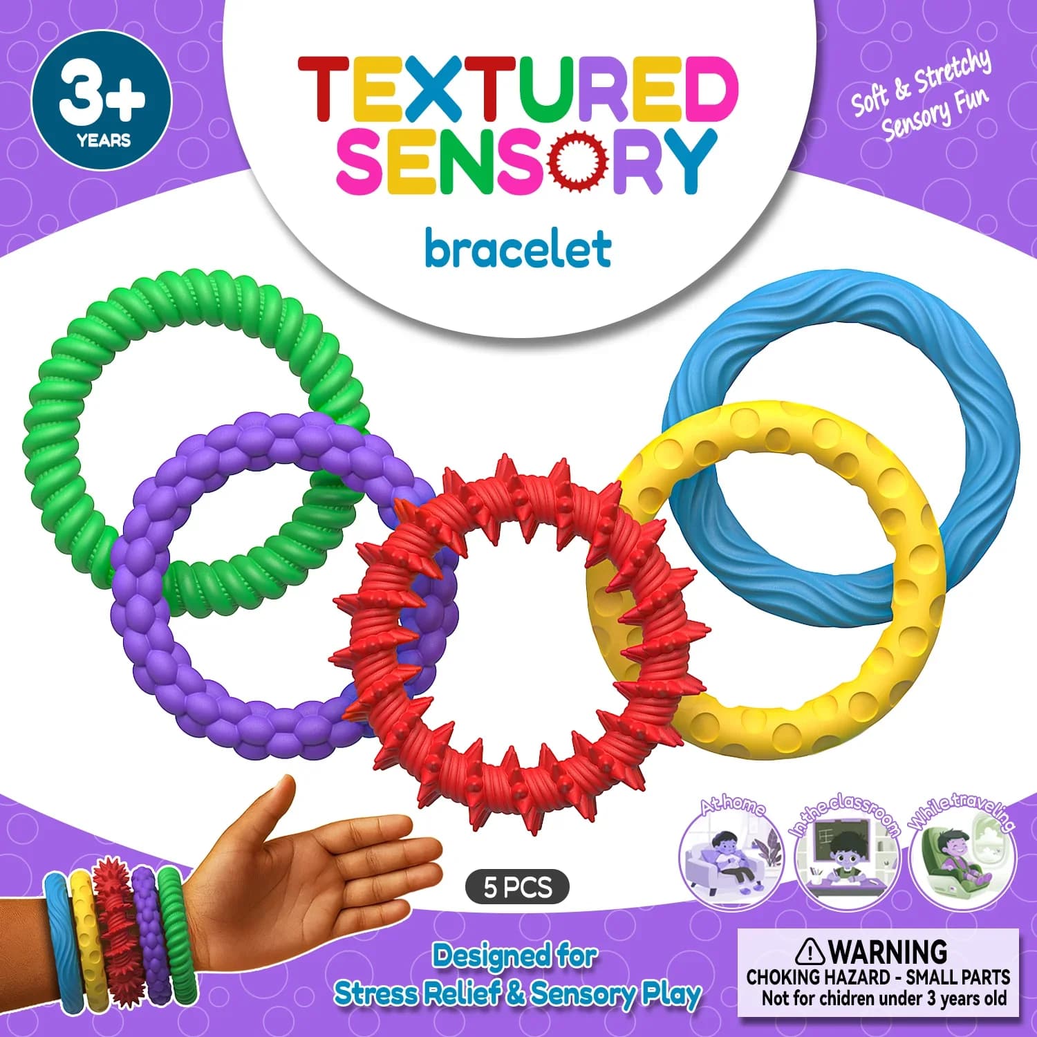 Braccialetto sensoriale EDC Agitarsi Antistress Ansia Agitarsi Anello Antistress Giocattolo per bambini Bambini Autismo ADHD Giocattoli Nuovo 2025
