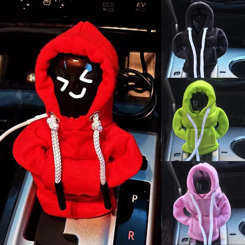 Hoodie Model Car Gear Shift Dust Cover Fashion Car Gear Knob Cover Car Interior Decoration Supplies Holiday Decoration Gifts