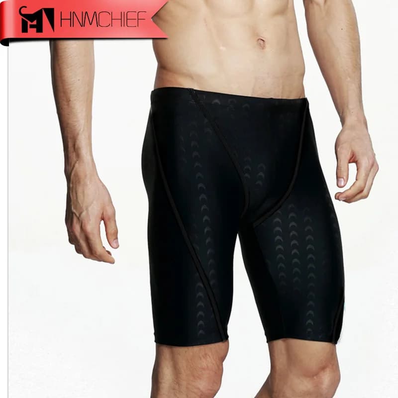 Professional Men's Swimwear SharkSkin Competitive Racing High Quality Jammer Swimwear Fifth Trousers Strong Sizes L-4XL