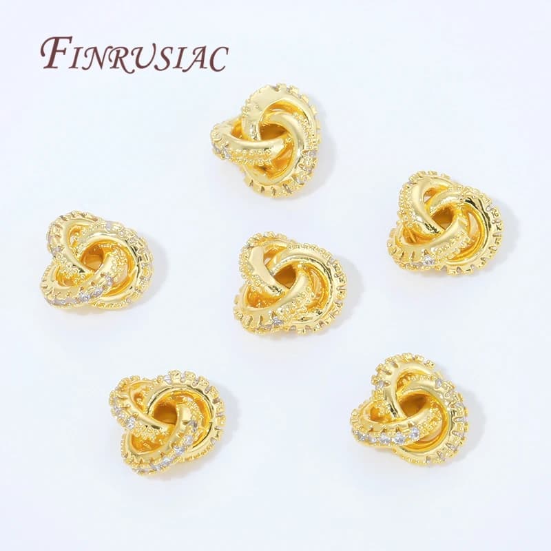 2/4 Pieces Beads Wraped in 18K Gold Plated Brass for Bracelets, Metal Separator Beads, Detachments for Creation of DIY Jewelry ♪