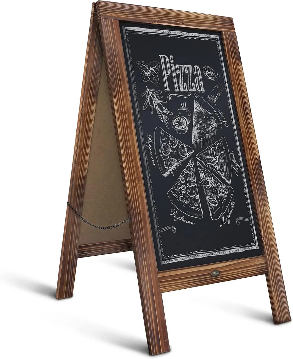 Targa magnetica con cornice ad A in legno massello 40x20, menu rustico bifacciale per ristoranti e matrimoni