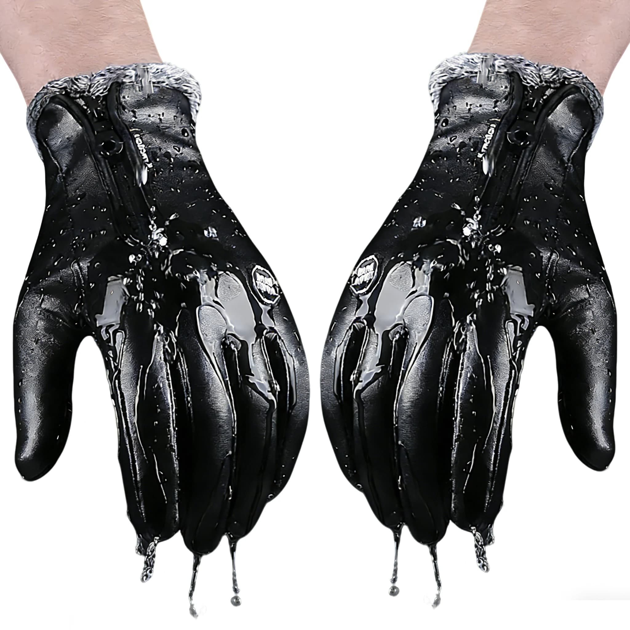 Men winter gloves Kyncilor, black cycling gloves, men's velvet gloves with sports touch screen, leather climbing thermal gloves