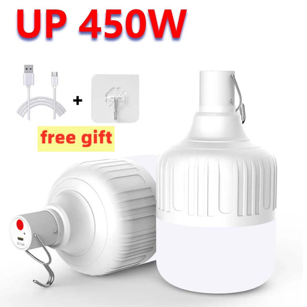 1-8 pcs outdoor camping lights portable USB rechargeable lamp LED emergency bulb hook high power curtains lantern night lights bulb