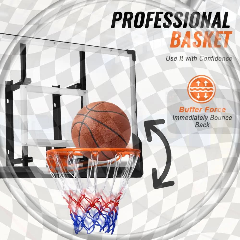 Canestro da basket a parete con tabellone e cerchio, per interni ed esterni, per bambini e adulti