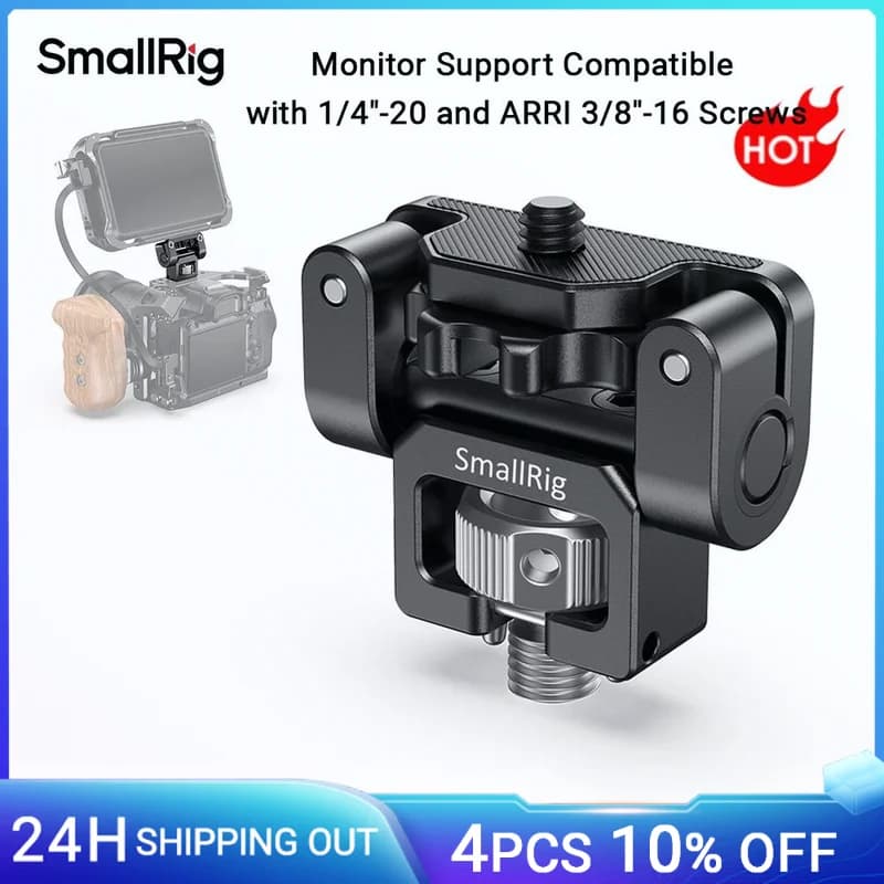 Support for SmallRig monitors compatible with 1/4"-20 and ARRI 3/8''-16 screws and adjustable inclination for Flash Light 2174B monitor