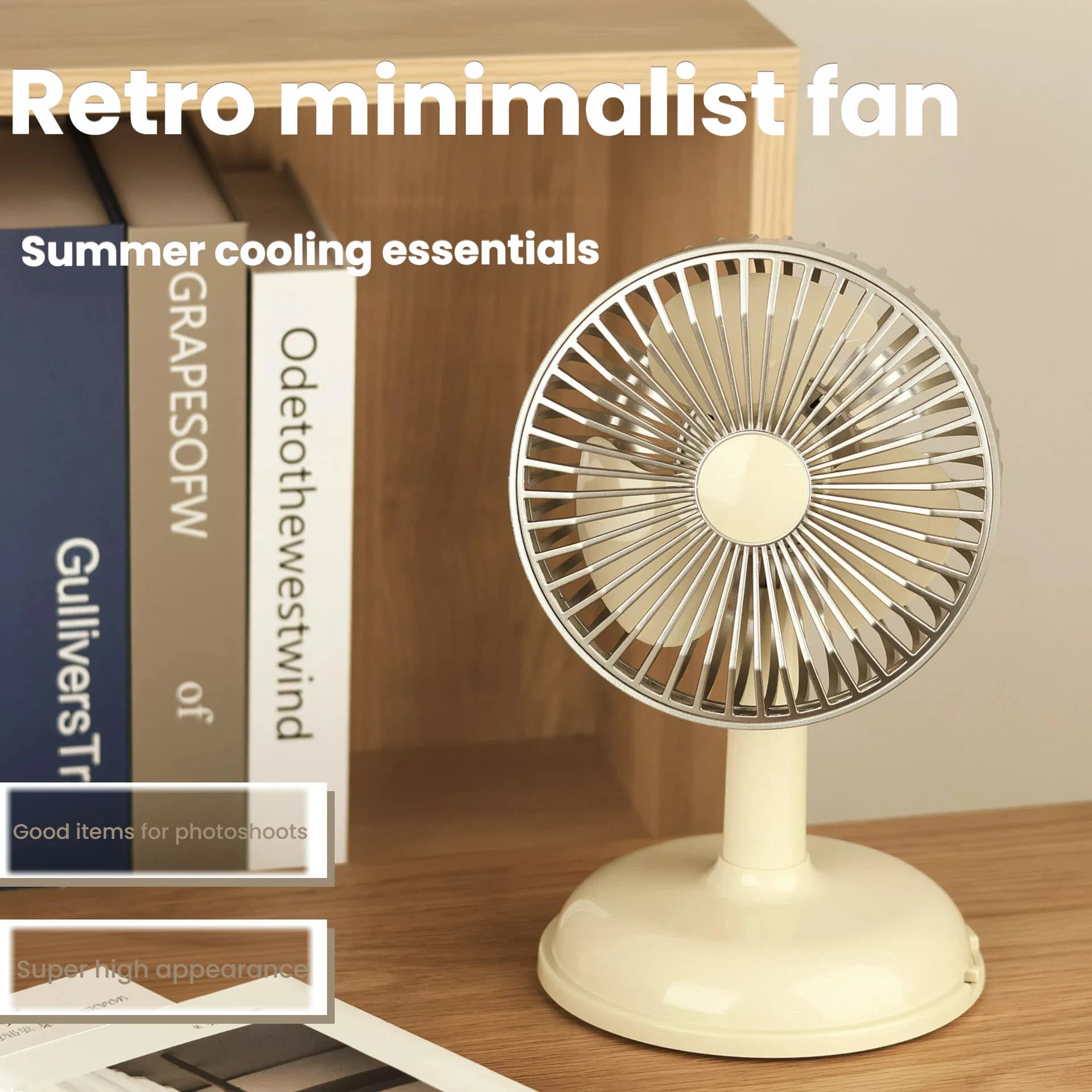 Portable Mini Classic Vintage Desk Fan 2-Speed Adjustable Tilt Personal Air Circulator for Bedroom Office Dorm Room