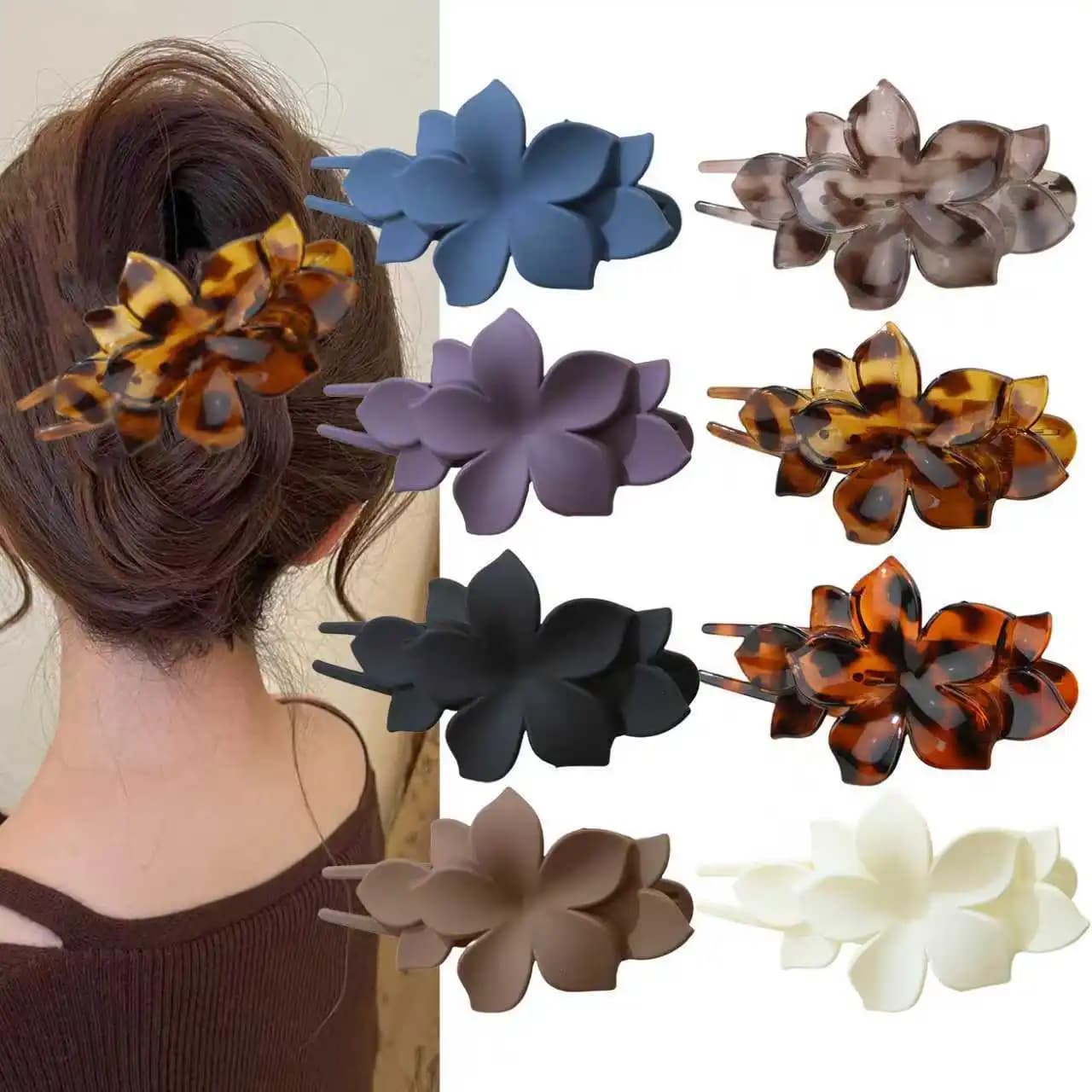 Acrylic Flower Hair Claw Women Girls Elegant Hair Grab Clip Back Head Spoon Coiled Hairpin Large Duckbill Clip Ponytail Clip New