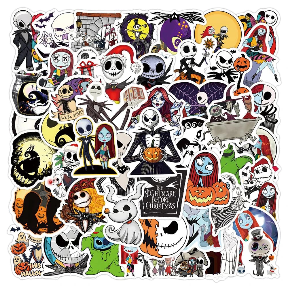 10/30/60 pezzi Disney Anime Nightmare Before Christmas Halloween adesivi telefono portatile skateboard auto adesivo impermeabile giocattolo per bambini
