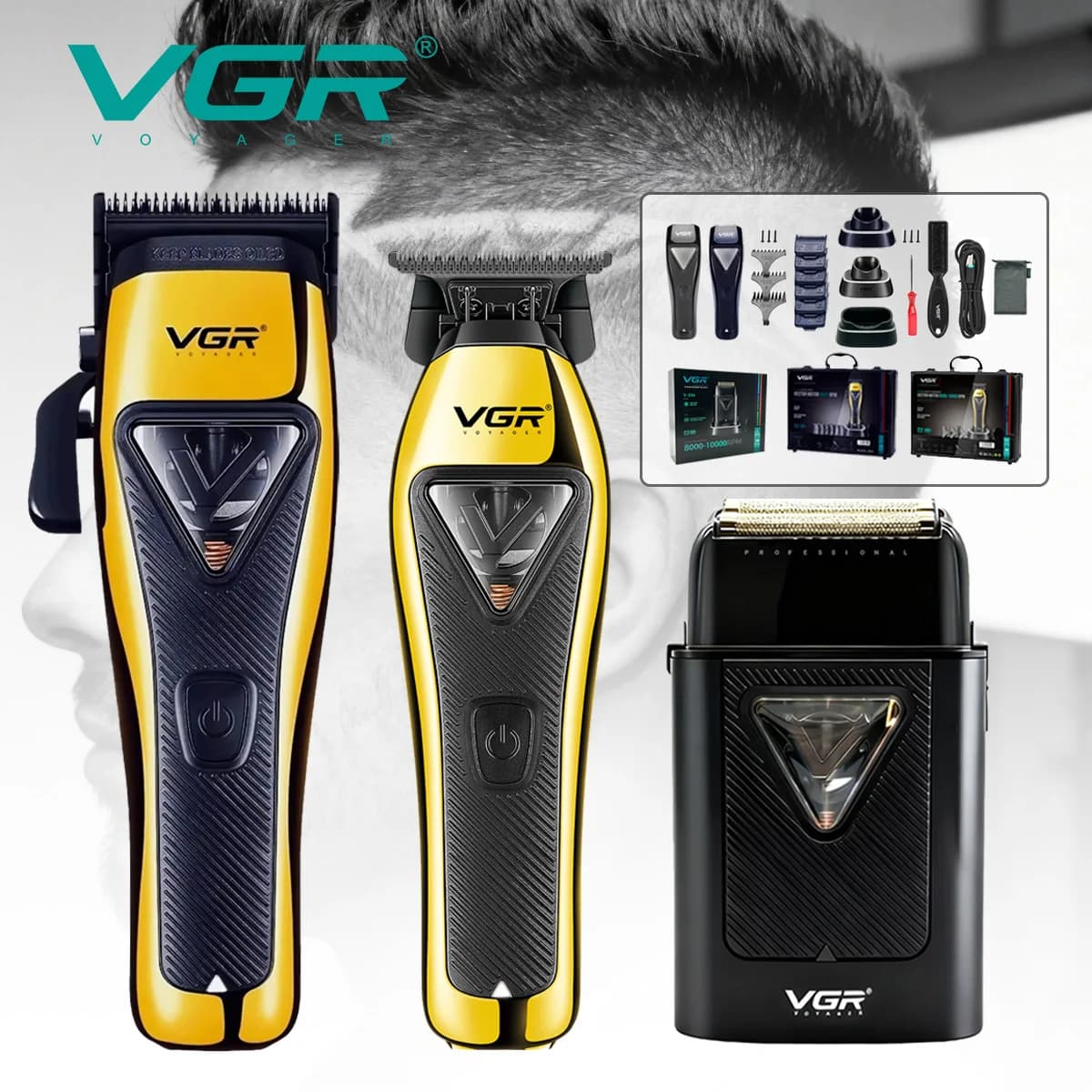 VGR NEW GLOBAL LICENSOROF ARGENTINA NATIONAL TEAM Haircut Professional Haircuts Rechargeable Regulatory Electric Haircuts Vector Motor Haircuts for men V-015 V-994