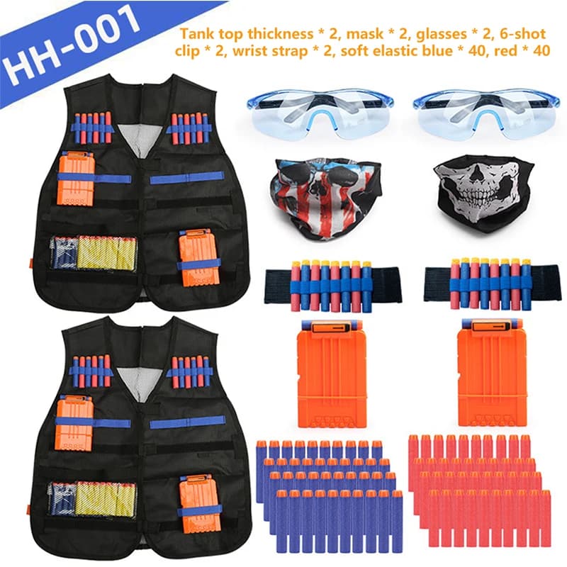 Bambini Bambini Gilet tattico Giacca Gilet Kit completo Supporto Pistola Proiettili Giocattolo Clip Freccette per Giochi all'aperto Giocattoli