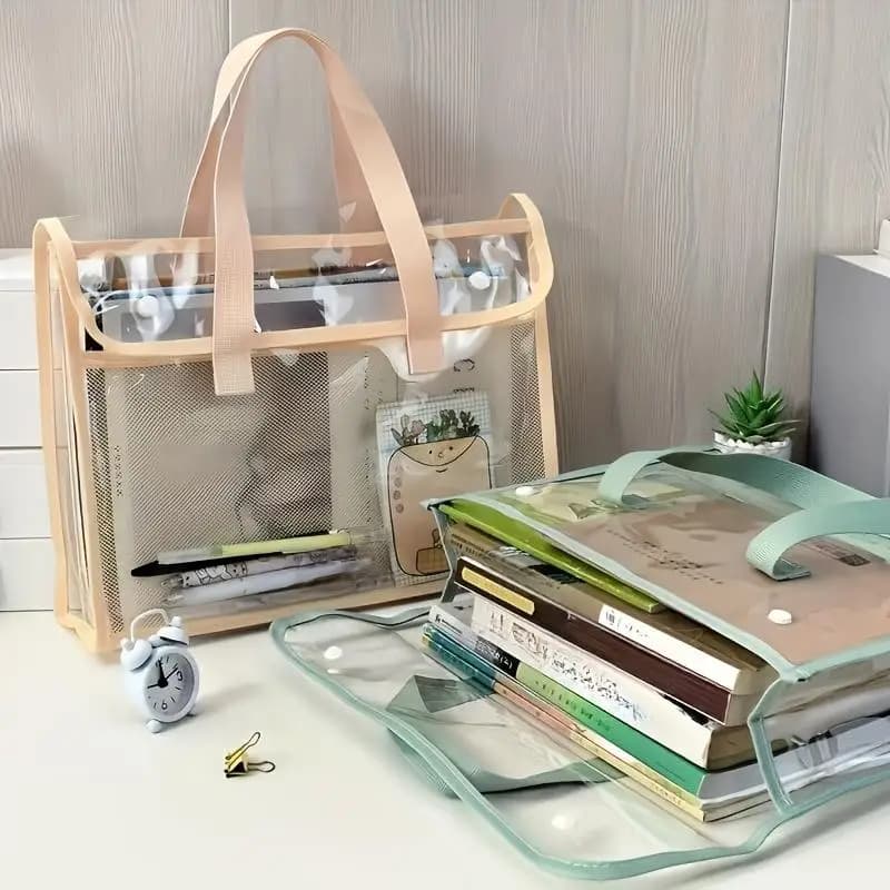 1/4 pezzi Borsa per documenti in PVC di grande capacità Borsa per documenti portatile espandibile portatile A4 Cartella portatile impermeabile trasparente multiuso