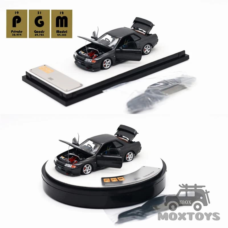 PGM 1:64 R32 Porte / cofano per auto completamente aperto grigio metallizzato Può essere aperto e chiuso Limited999 Modellino di auto pressofuso