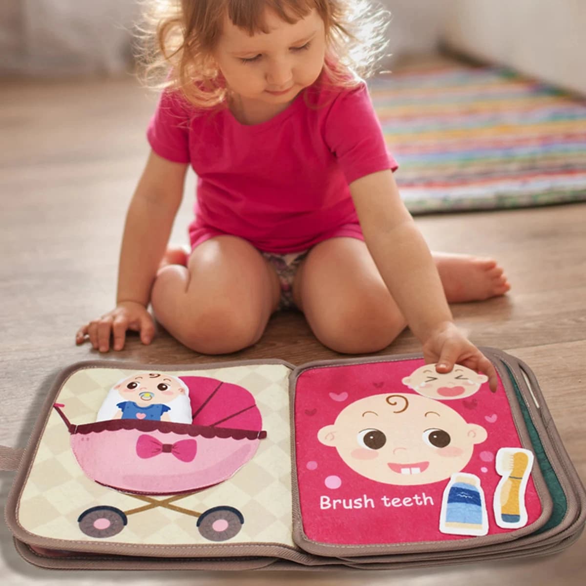 1 pz Montessori Libro occupato Libro per l'educazione precoce del bambino, Giocattolo puzzle, Libro in tessuto cognitivo per animali, Libro in pasta ripetuto e giocattoli sensoriali