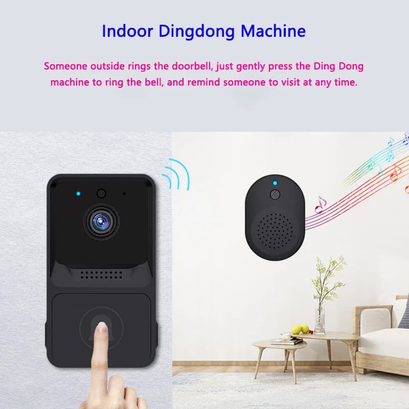 Citofono visivo wireless per uso domestico Campanello per porta Wifi Monitor di allarme per videocamera con campanello per visione notturna intelligente ad alta definizione