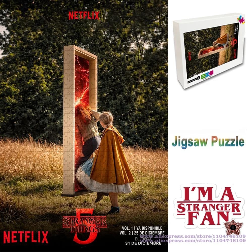 Puzzle Stranger Things Stagione 5: La Porta degli Upside Down, Tema Max & Eleven, 108/200/300/500/1000/1500 Pezzi