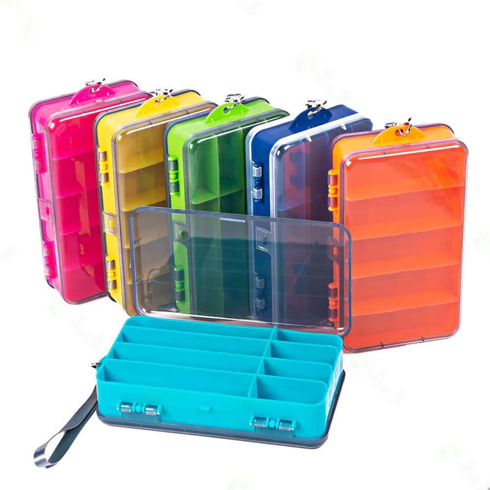 Double-sided fishing bait box 13 compartments Equipment box Organizers Plastic container bait case Squid Jig Ganci