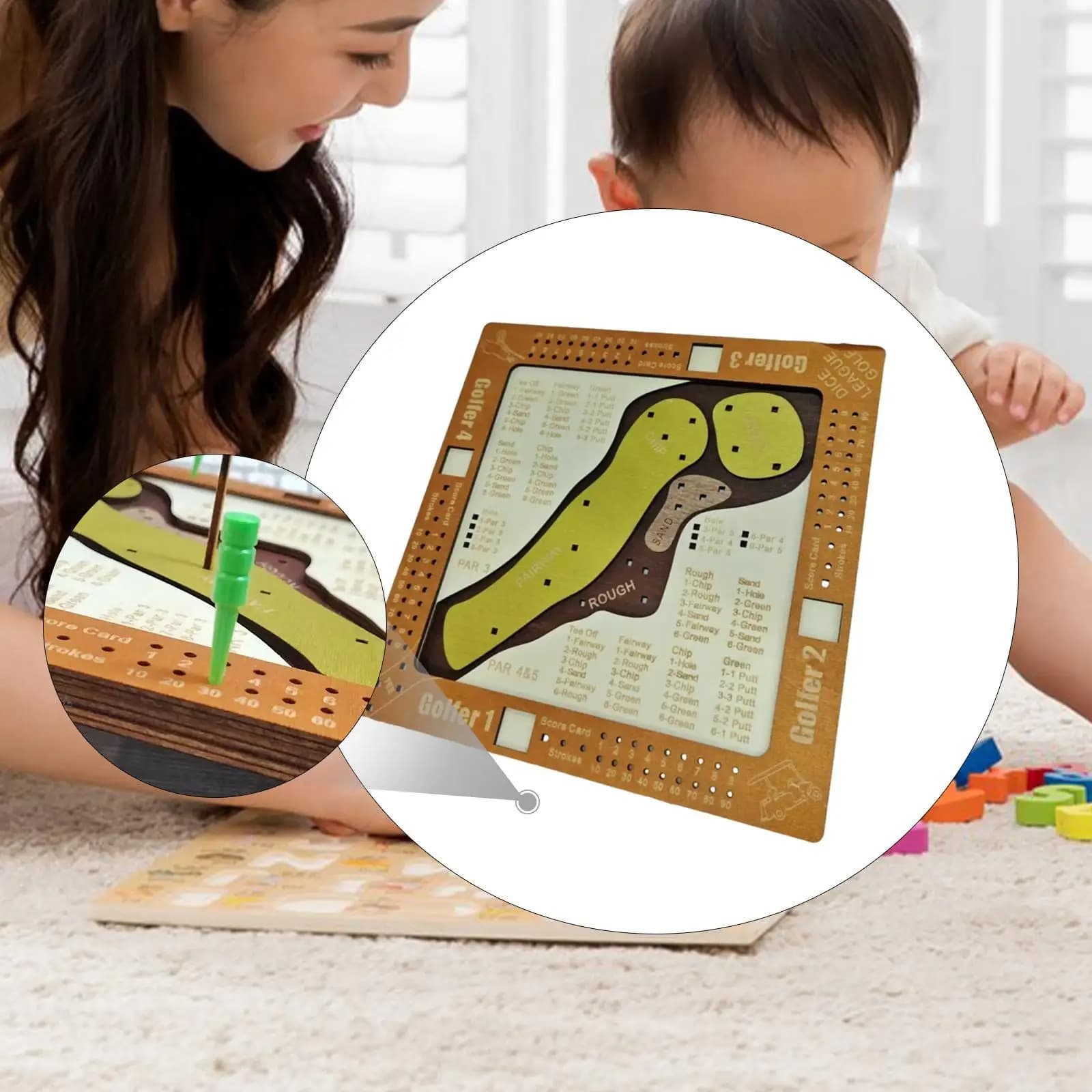 Gioco da tavolo con dadi da golf Design classico in legno Giochi puzzle di allenamento per il pensiero per bambini dai 4 anni in su per divertimento in famiglia