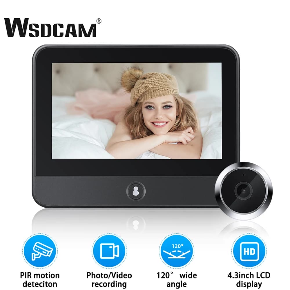Wsdcam Wifi Campanello Spioncino grandangolare da 120 gradi Campanello digitale 1080P Visualizzatore del campanello Rilevazione del movimento