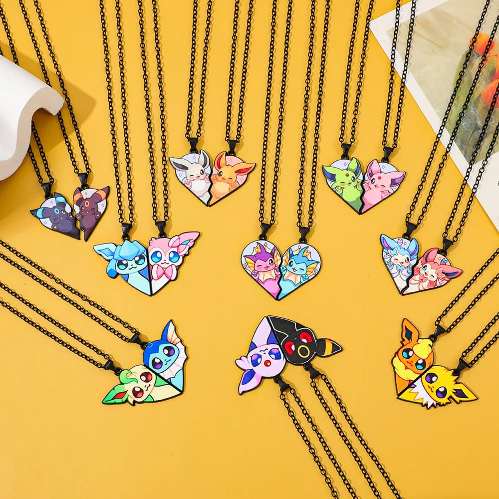 2 Pezzi Collana Eevee Umbreon Espeon Sylveon Jolteon Flareon, Gioielli con Ciondolo in Metallo Carino Ispirato ad Anime e Videogiochi per Collezionisti