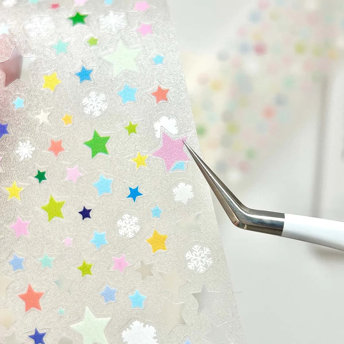 WAKAWAKA Winter Promise Stickers Tape Girl Star Deco Washi Tape PET Sand-Glittering Masking Tapes for Scrapbooking DIY
