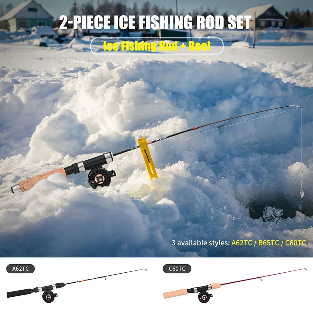 1 Set Fishing Rod With Fishing Reel Short Portable Mini Winter Outdoor Ice Fishing Stretch Rod Tools Accessories
