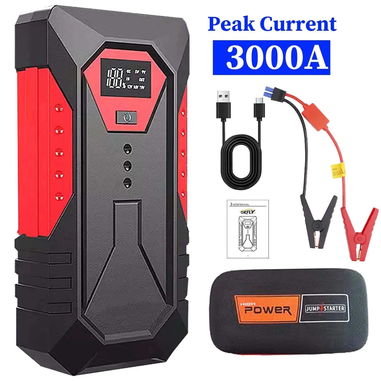30000mAh Portatile Auto Salto di Avviamento Accumulatori E Caricabatterie Di Riserva Auto Booster Caricatore 12V Dispositivo di Avviamento Benzina Diesel Auto di Emergenza Booster