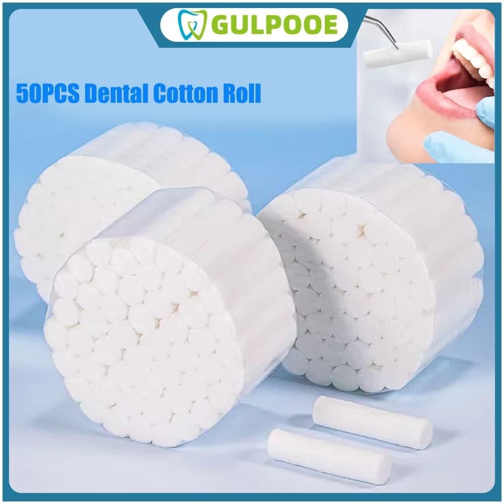 GULPOOE 50 Pz/Red Dental Roll Cotton Treatment Absorbent Supplies Material Tooth Whitening Product 100% High Absorbent Cotton