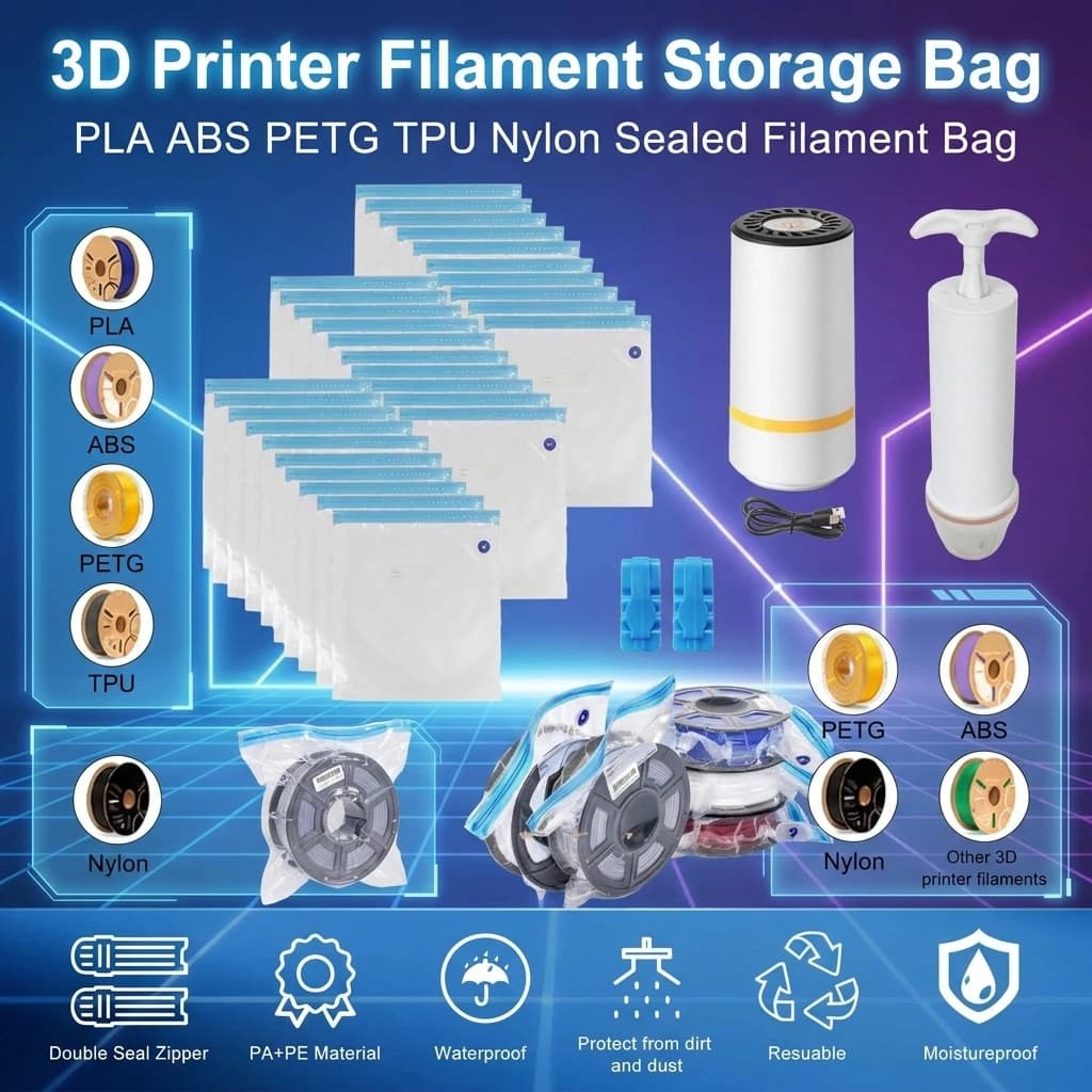 Filament Storage Bag PLA ABS PETG TPU Nylon Sealed 3D Printer Filament Bag Pump Dryer Safekeep Humidity Resistant Printer Part