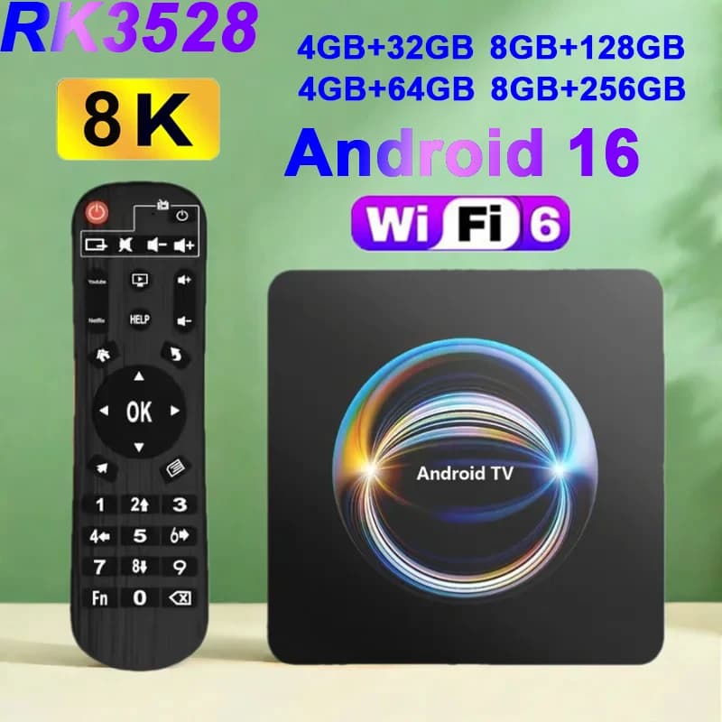 RK3528 Android 16 TV Box X66 32G 64G 128G 256G 2.4G e 5G Dual Wifi6 BT5.4 4K 8K Video Google Netflix YouTube Lettore multimediale HDR10+