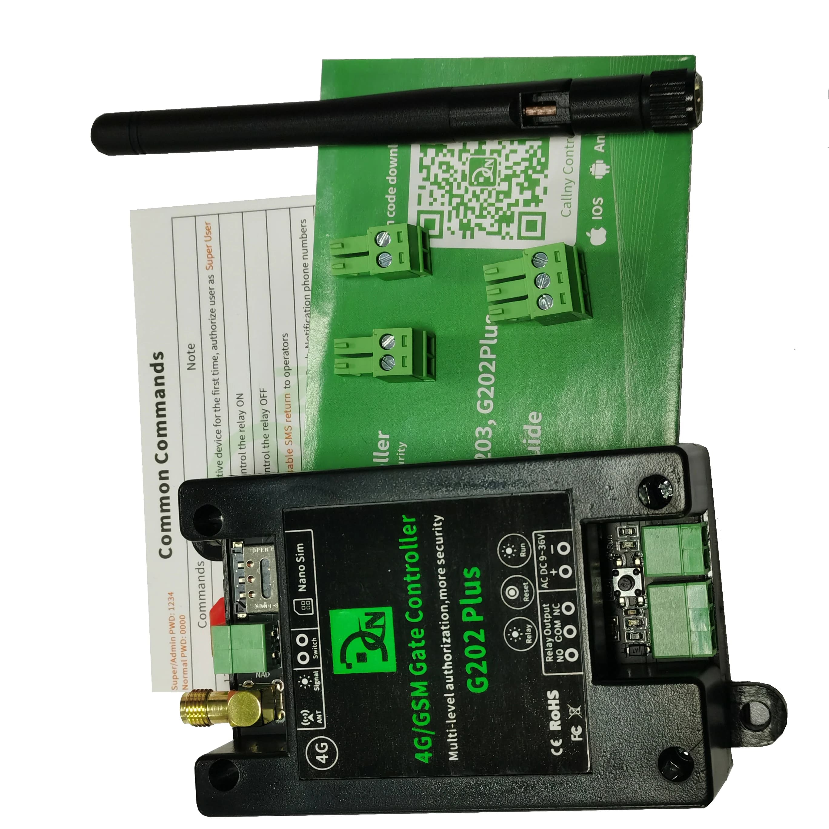 G202 Plus 4G Versione SMS GSM 4G Sim Card di Controllo Remoto 9V ~ 36V Dc Interruttore di Alimentazione Relè Ricevitore Porta Automatica GSM apricancello