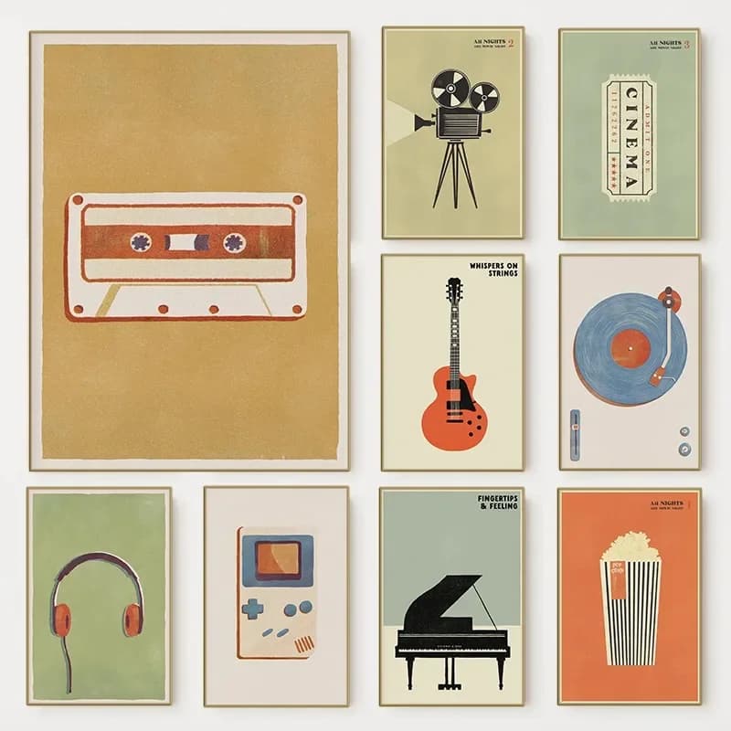 Minimalista anni '90 Cultura pop Poster Musica di metà secolo Cinema Teatro Tela Pittura Wall Art per Soggiorno Home Decor Dormitorio G