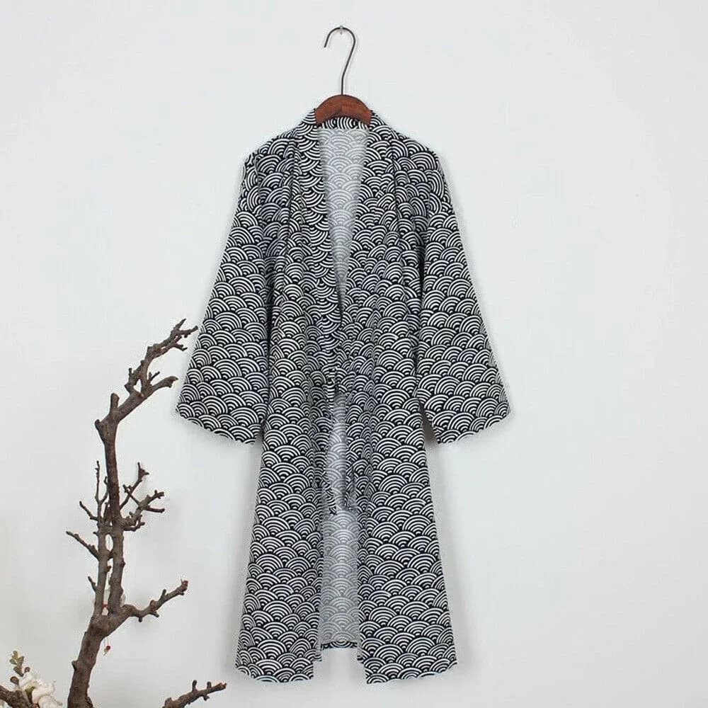 Mens giapponese classico accappatoio da notte Yukata Kimono abito da notte in cotone delicato sulla pelle accappatoio allentato casual homewear pigiama