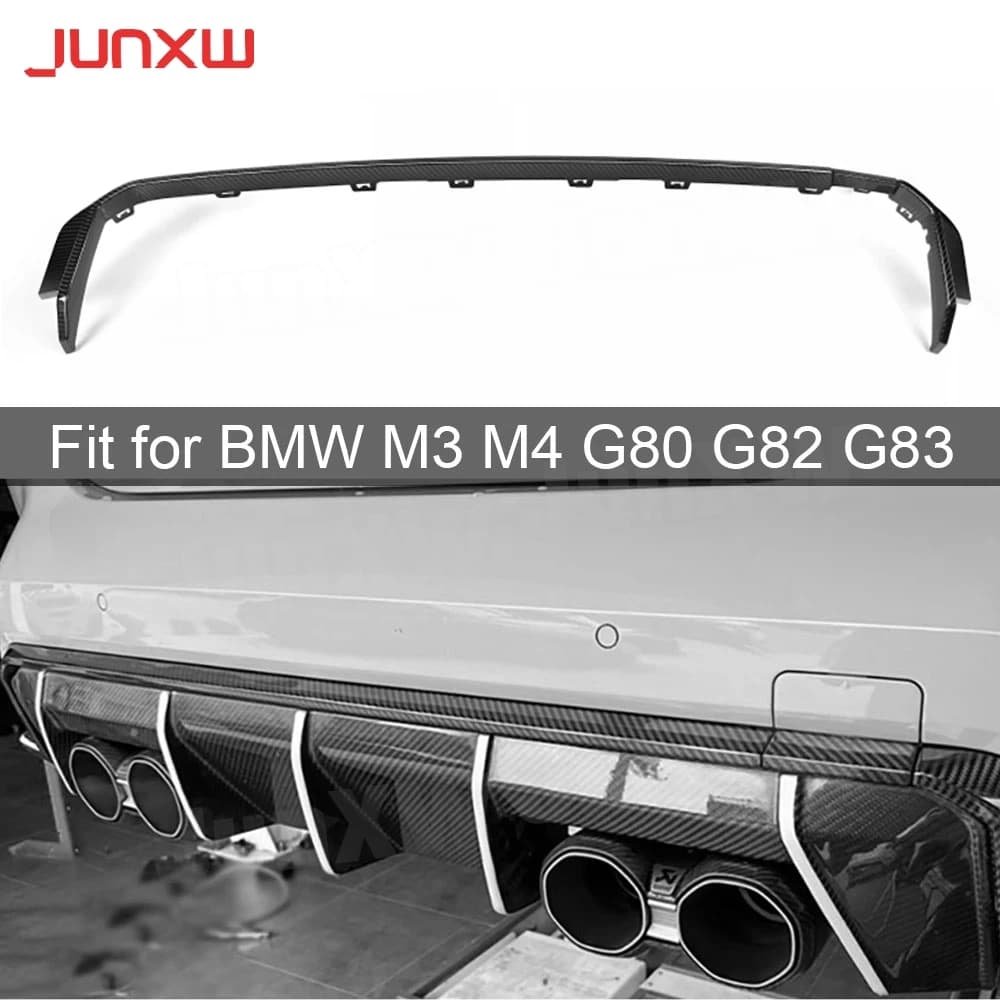 Dry Carbon Fiber Auto Bumper Rear Lip Spoiler Diffuser Strip Trim For BMW M3 M4 G80 G82 2021 + FRP Body Kits Strip