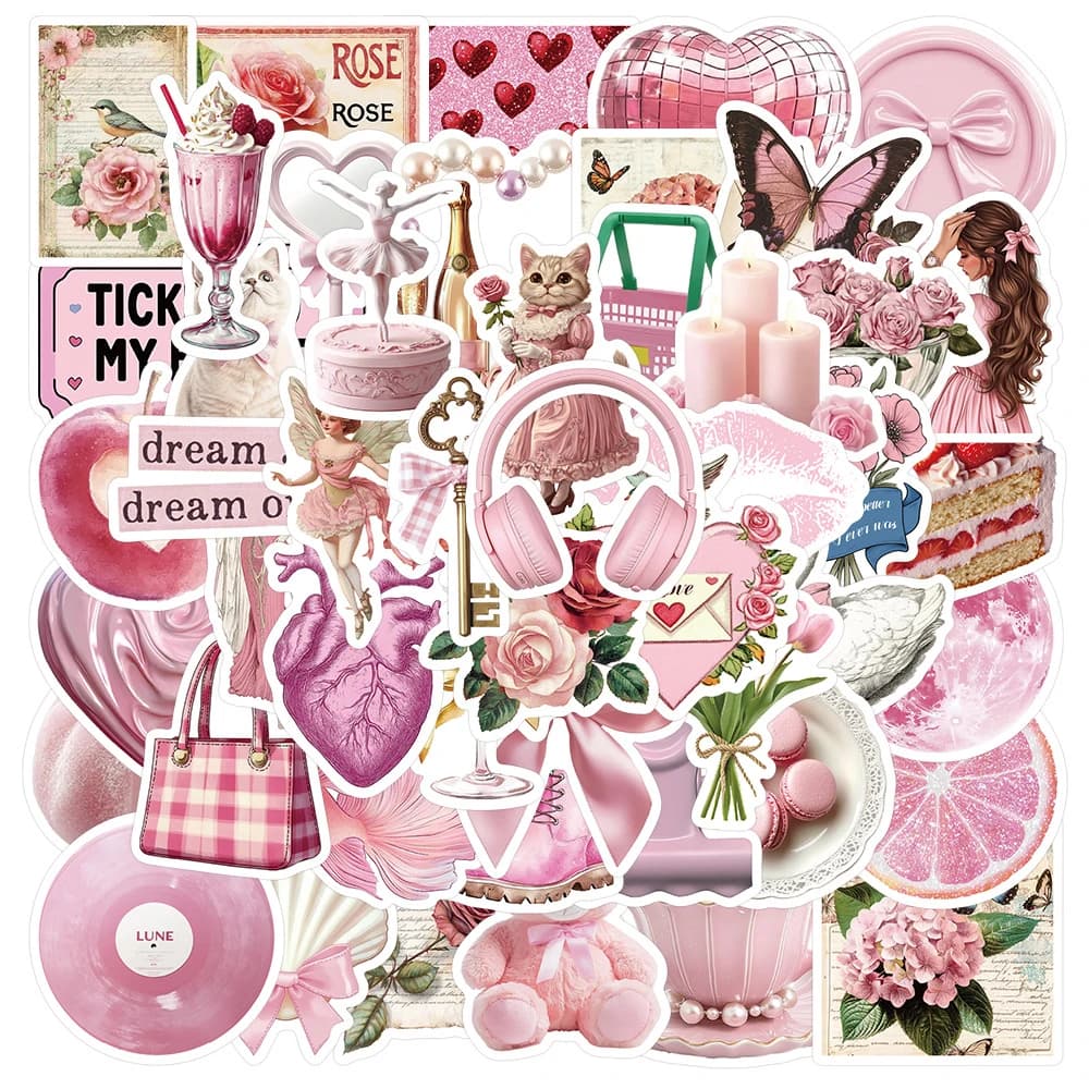 10/30/50pcs Carino INS Rosa Del Fumetto Graffiti Adesivi Estetici Decalcomanie FAI DA TE Laptop Valigia Chitarra Casco Kawaii Ragazza Regalo adesivo