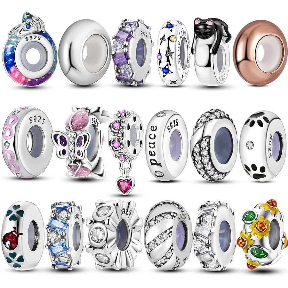 925 sterling silver silicone distanziatore tappo perline gioielli con ciondoli adatti braccialetto originale 925 per le donne regalo fai da te festa