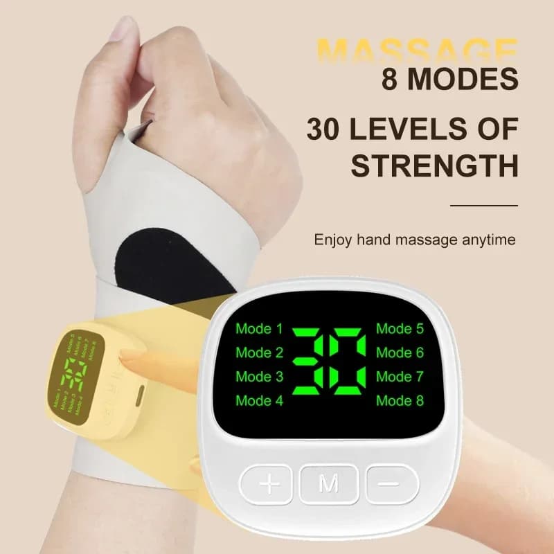 NUOVO Polso Brace Protector Wrap 8 Modalità Mano Elettrica Guard Vibrazione Massaggio 32 Livelli Braccialetto Ricaricabile Masajeador Macchina