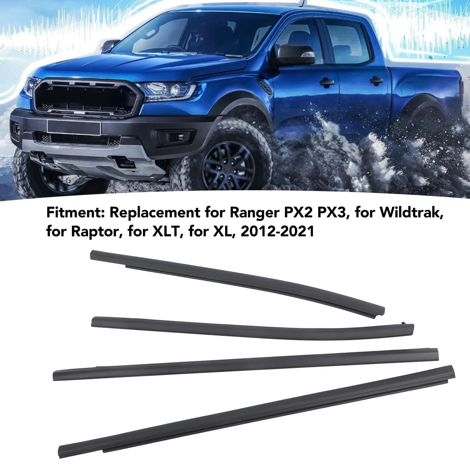 4PCS Auto Porta Finestra Guarnizione Striscia di Tenuta Modanatura Trim AB3Z2625554F per FORD Ranger PX2 PX3 Wildtrak Raptor XLT XL