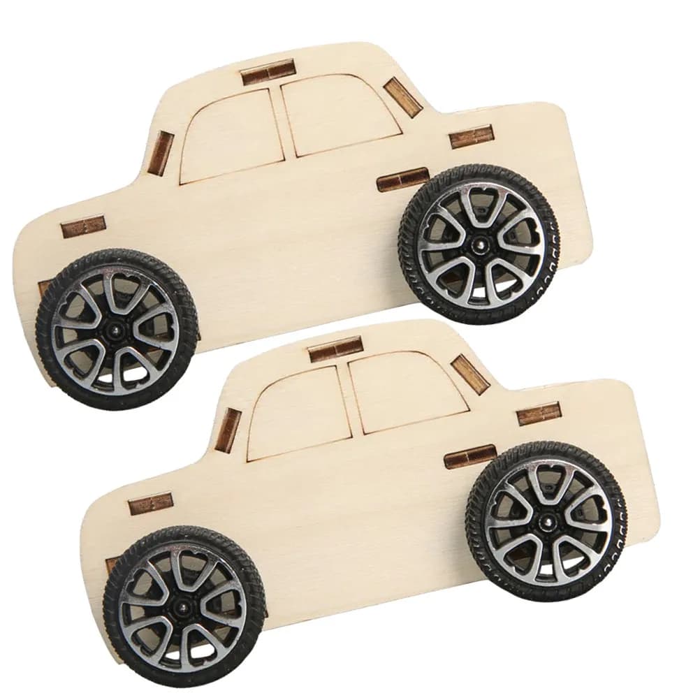Kit Auto in Legno Fai-da-Te 2 Pezzi, Schede Pre-Tagliate in Legno Naturale Sicuro, Facile Montaggio per Mani Piccole, Kit Scientifico per Bambini 8-12 Anni